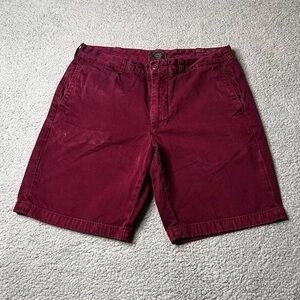 J.Crew Mens Shorts Size 33 18L Cotton Twill Maroon